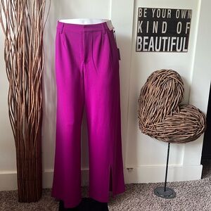 Happily Gray Magenta Pants with Splits at Hem